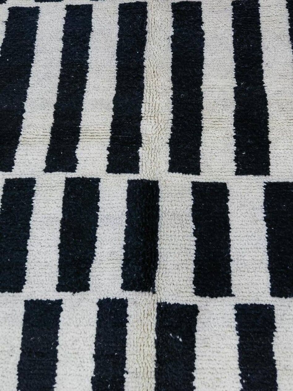 Ręcznie tkany dywan 250x150 cm, wełna, biały, czarny, Maroko - 202357