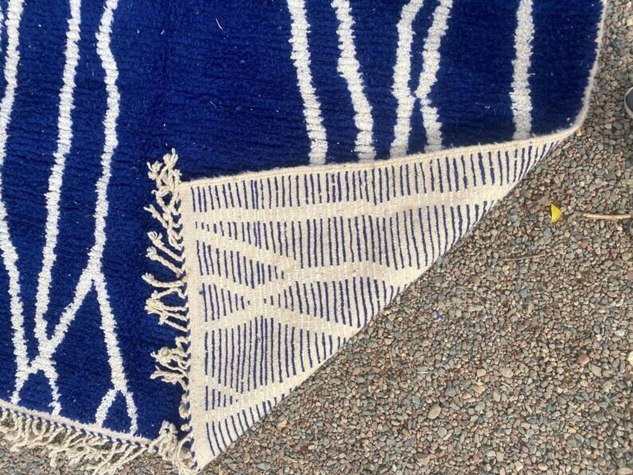 Ręcznie tkany dywan 200x300 cm, wełna, niebieski, Maroko - 202247