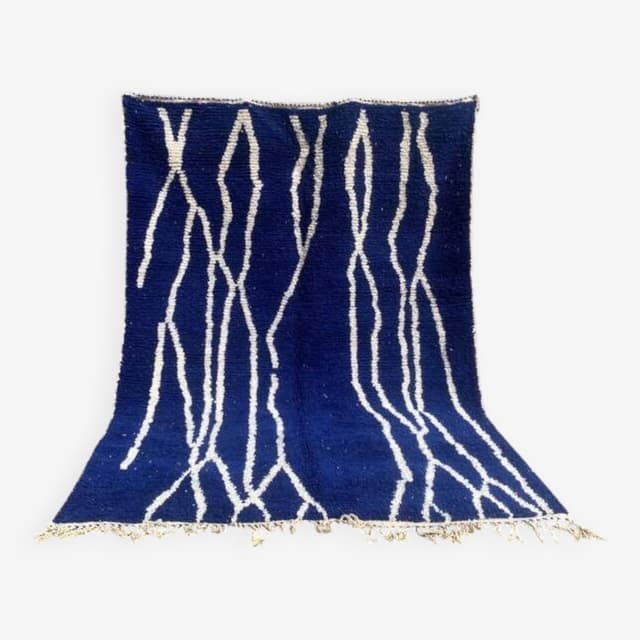 Ręcznie tkany dywan 200x300 cm, wełna, niebieski, Maroko - WYMIARY