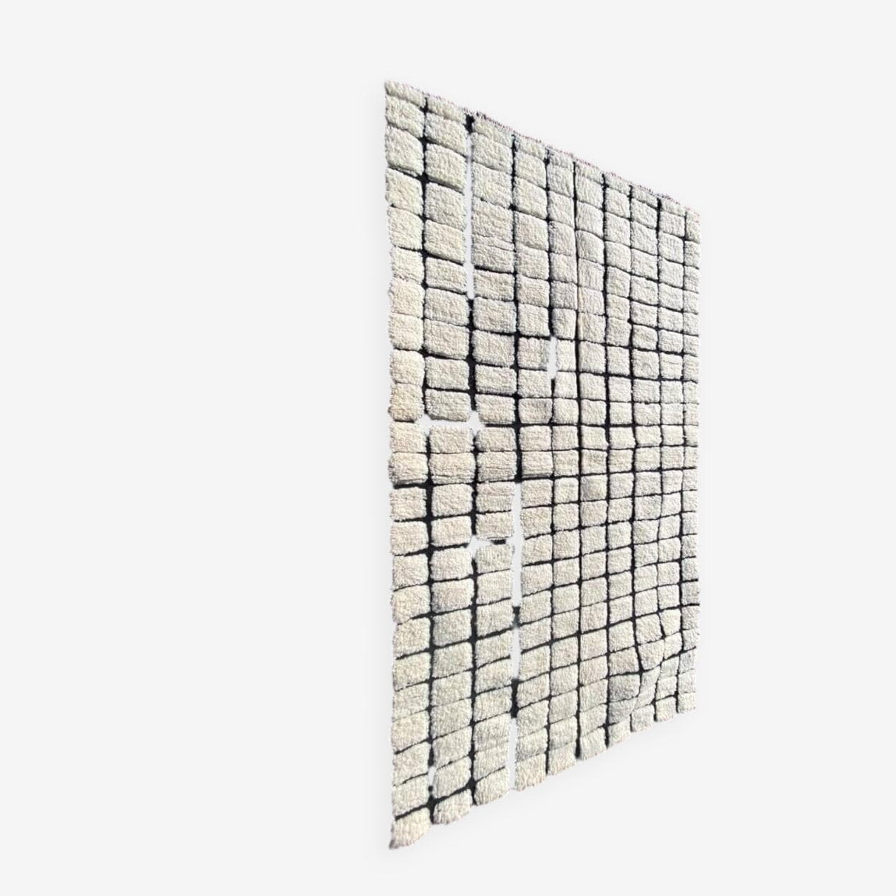 Ręcznie tkany dywan 200x300 cm, wełna, biały, czarny, Maroko - 202197