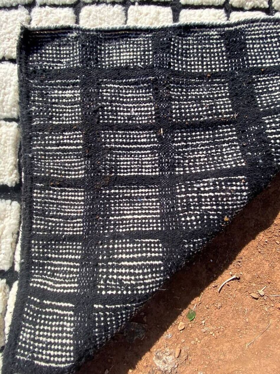 Ręcznie tkany dywan 200x300 cm, wełna, biały, czarny, Maroko - 202200