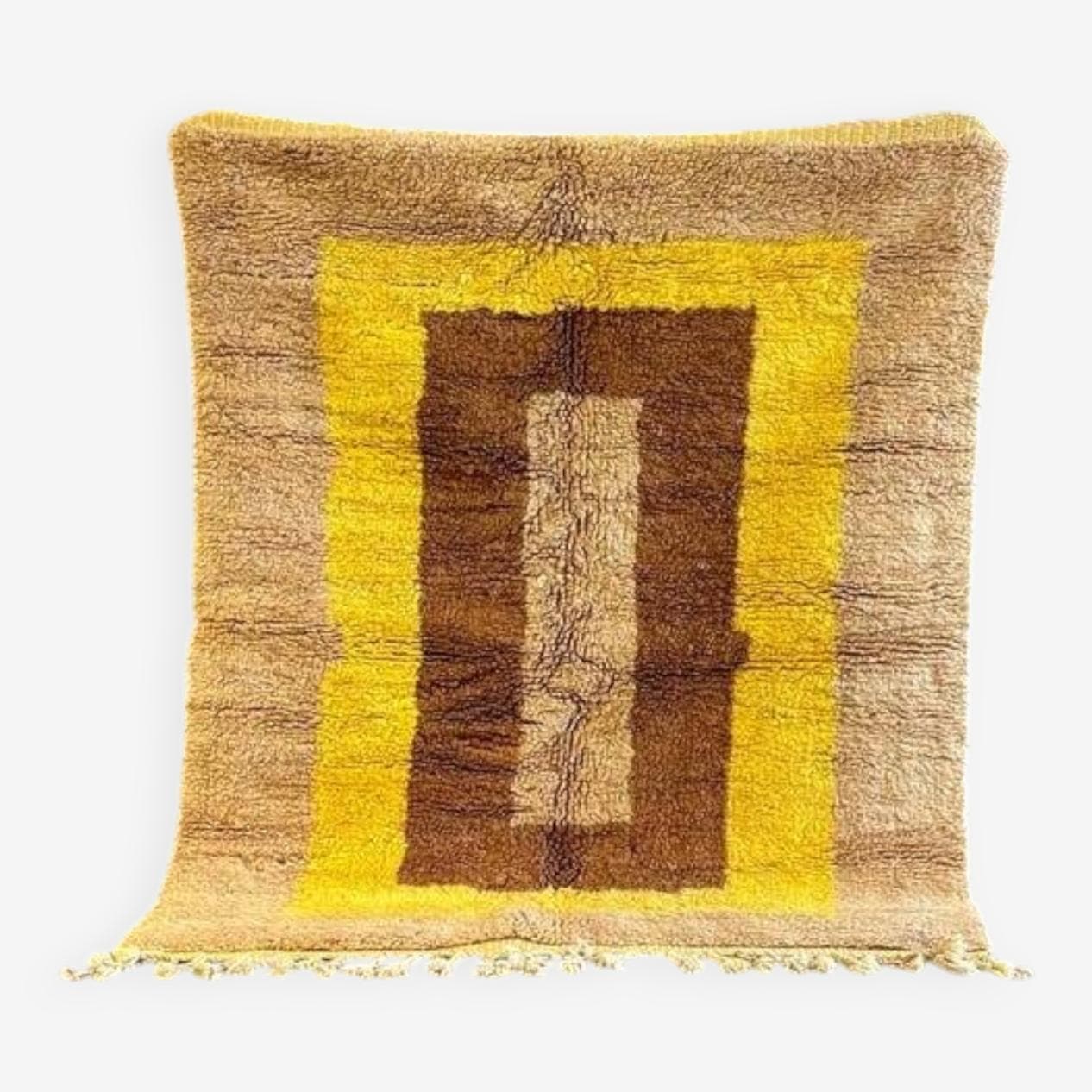 Ręcznie tkany dywan 200x300 cm, wełna, beżowy, brązowy, żółty, Maroko - 202117