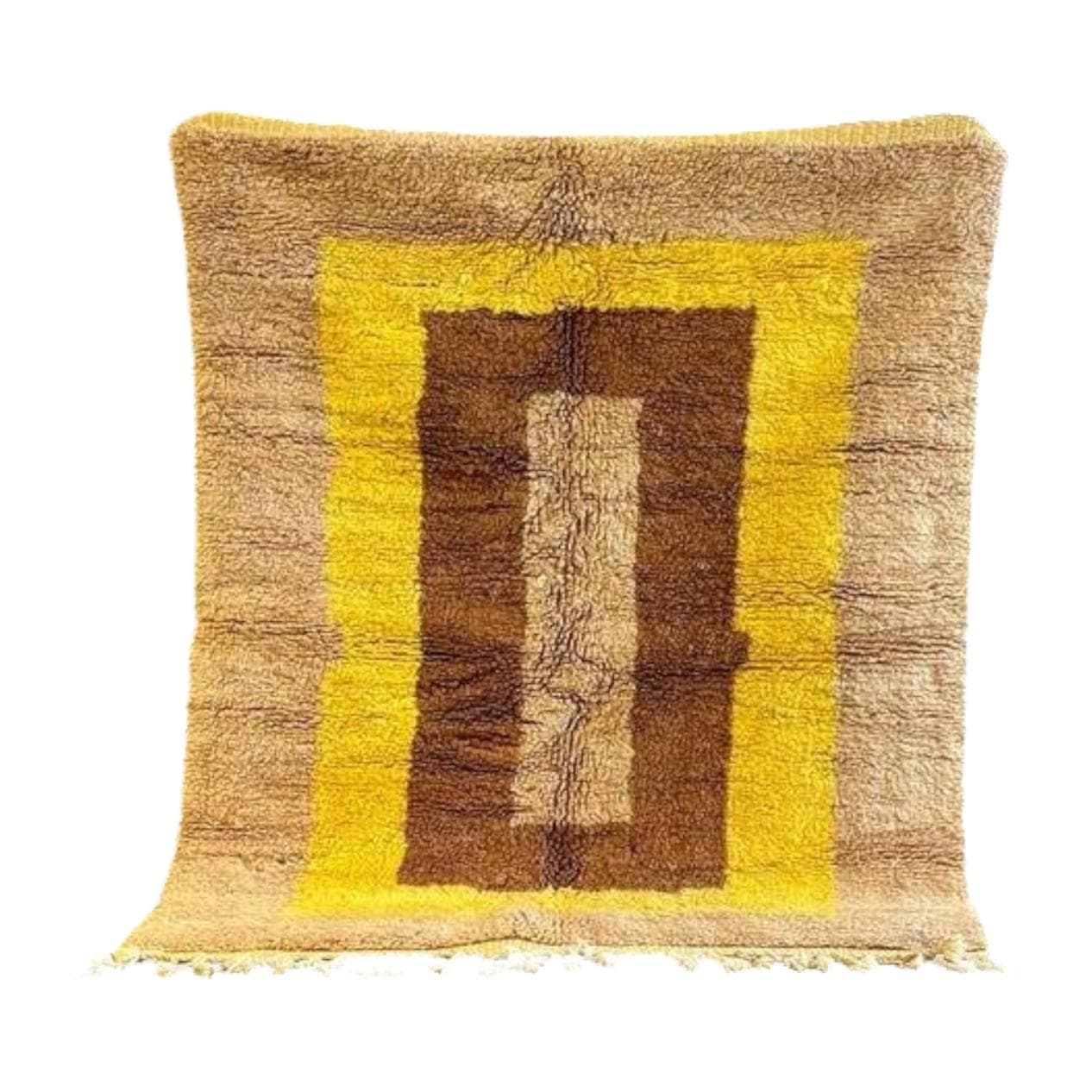 Ręcznie tkany dywan 200x300 cm, wełna, beżowy, brązowy, żółty, Maroko