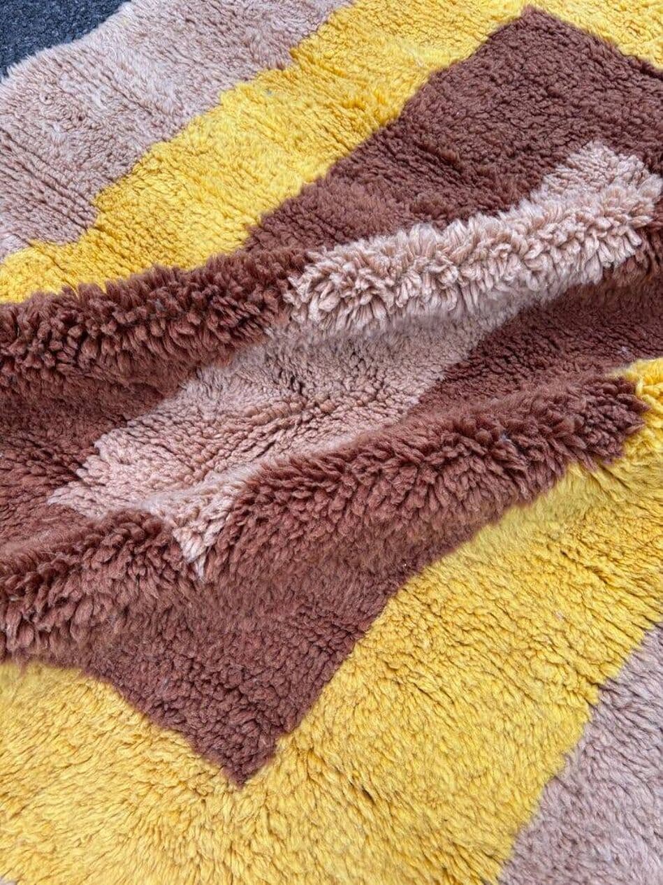 Ręcznie tkany dywan 200x300 cm, wełna, beżowy, brązowy, żółty, Maroko - 202123