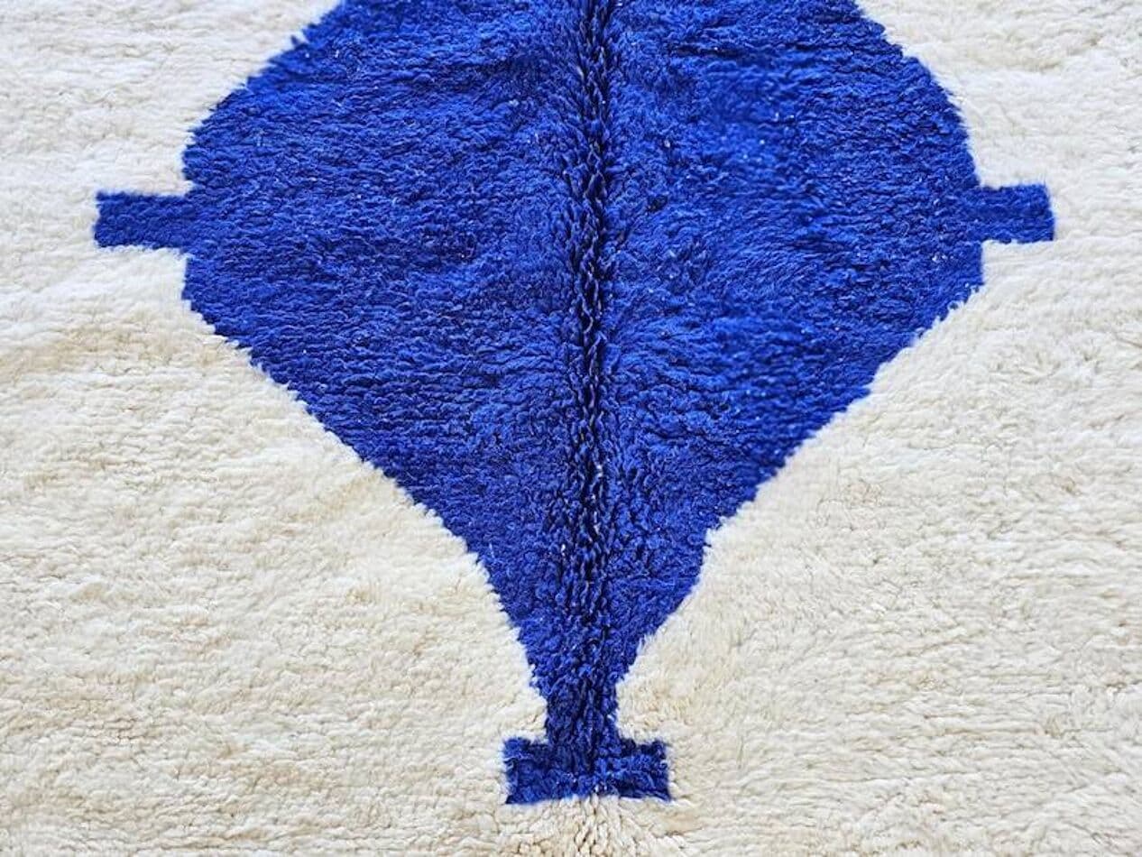 Ręcznie tkany dywan 250x150 cm, wełna, niebieski, kremowy, Maroko - 202099