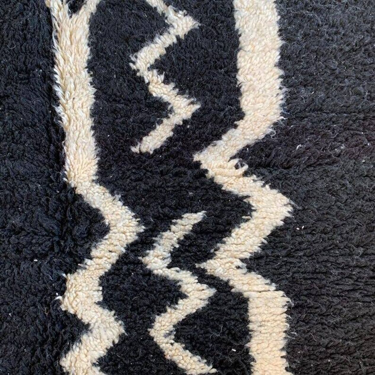 Ręcznie tkany dywan 250x150 cm, wełna, czarny, beżowy, Maroko - 202035