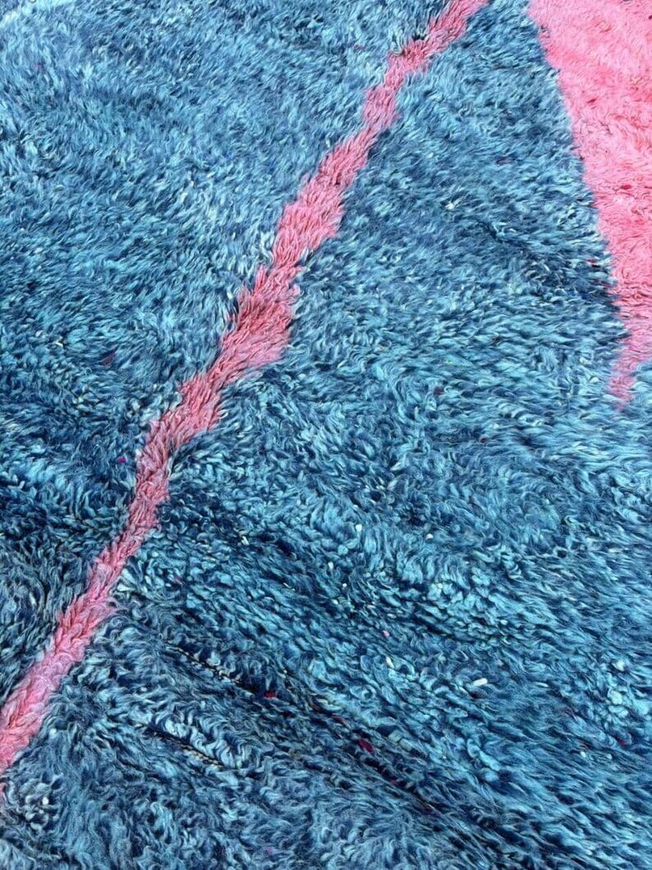 Ręcznie tkany dywan 250x150 cm, wełna, niebieski, różowy, kremowy, Maroko - 203122