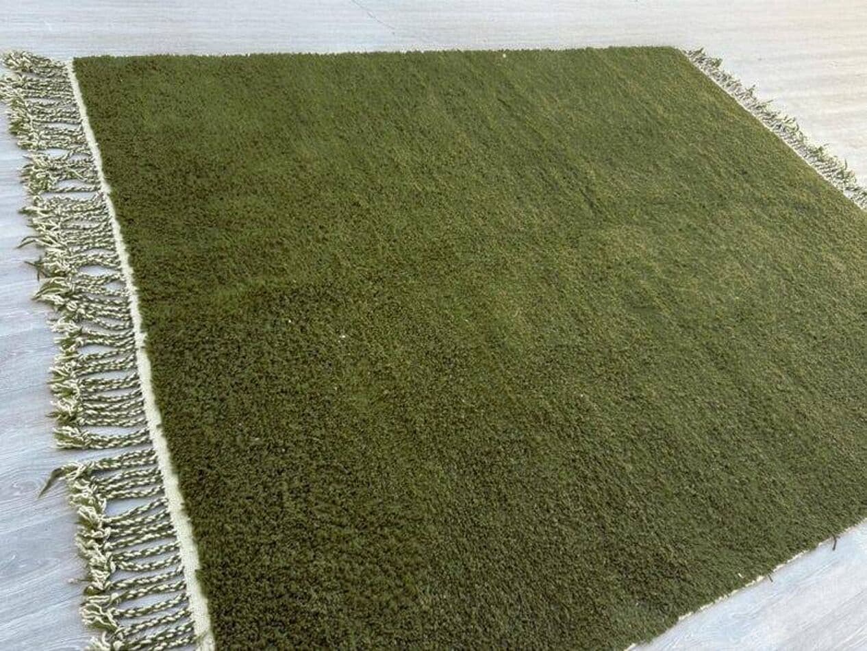 Ręcznie tkany dywan 200x300 cm, wełna, oliwkowy, Maroko - 203326