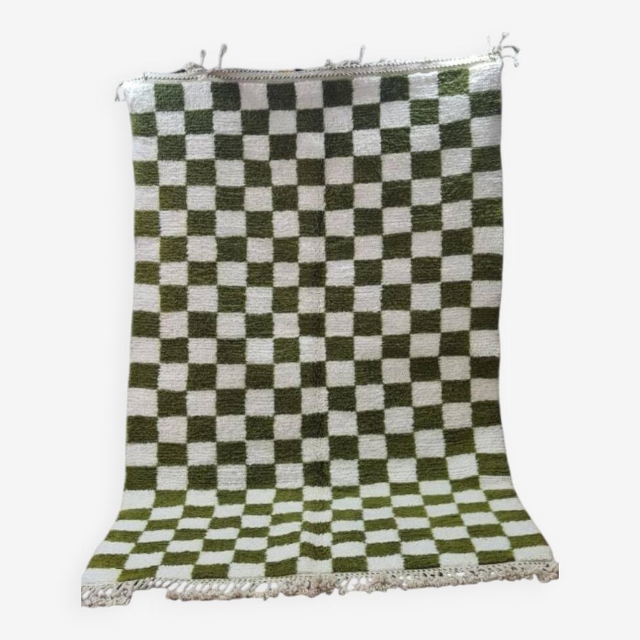 Ręcznie tkany dywan 250x150 cm, wełna, oliwkowy, biały, Maroko - 203294