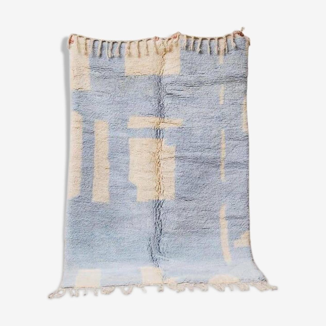 Ręcznie tkany dywan 150x250 cm, wełna, niebieski, beżowy, Maroko - 203240