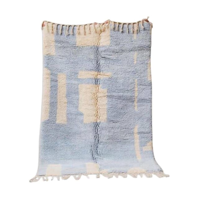 Ręcznie tkany dywan 150x250 cm, wełna, niebieski, beżowy, Maroko - WYMIARY