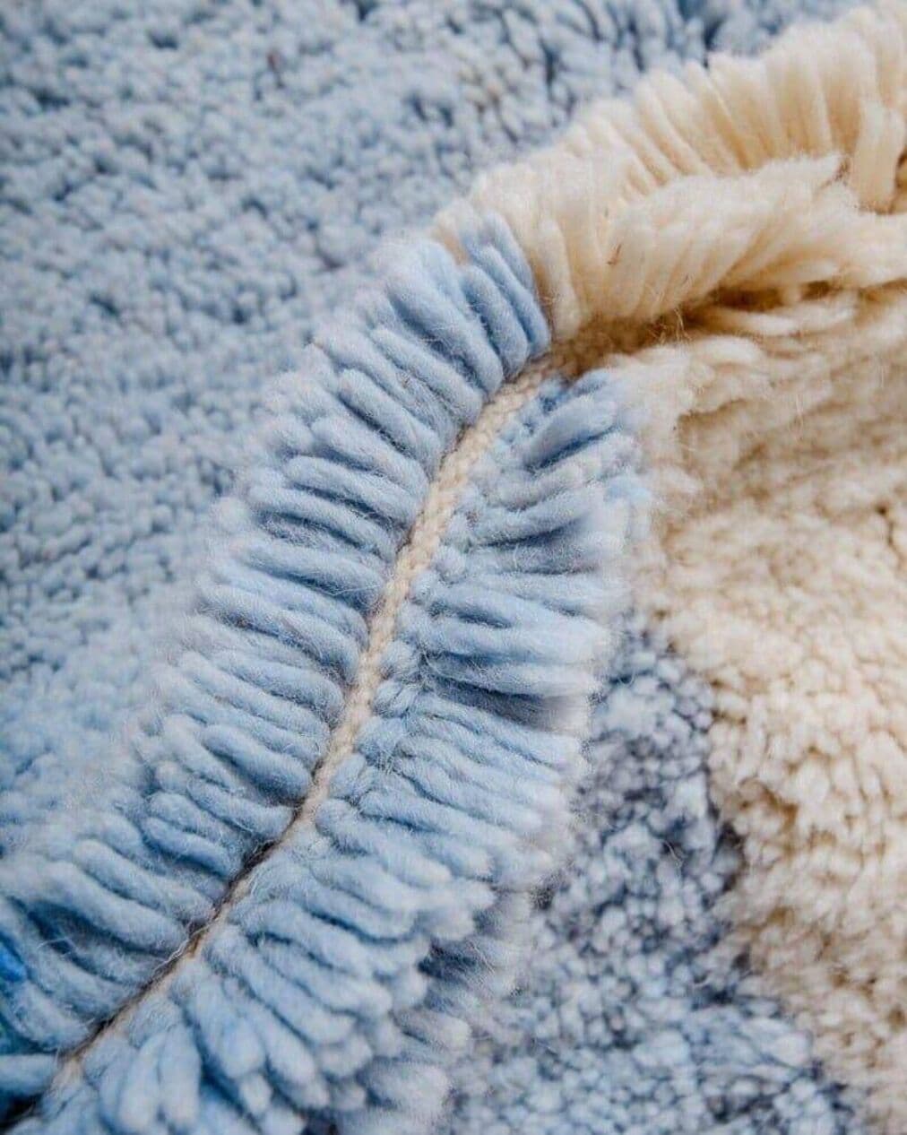 Ręcznie tkany dywan 150x250 cm, wełna, niebieski, beżowy, Maroko - 203244