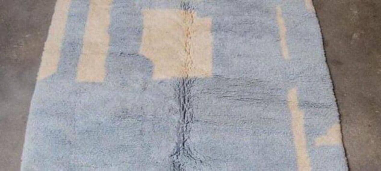 Ręcznie tkany dywan 150x250 cm, wełna, niebieski, beżowy, Maroko - 203243