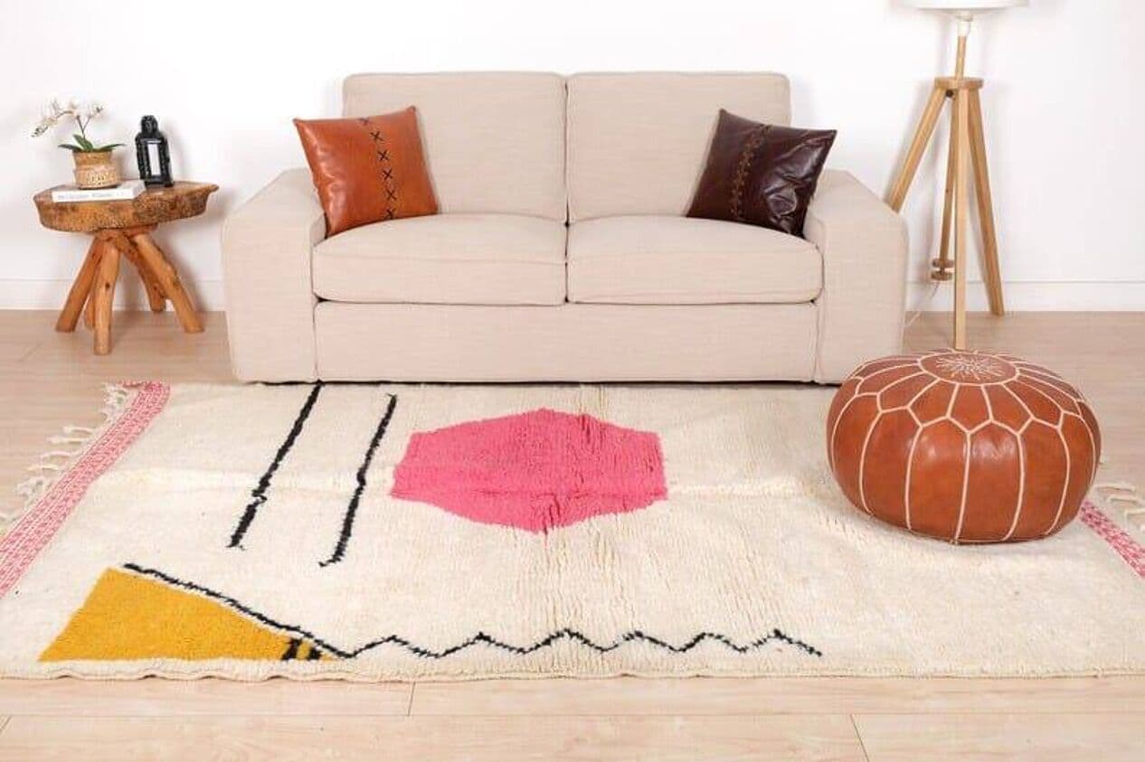 Ręcznie tkany dywan 100x200 cm, wełna, multikolor, Maroko - 203230