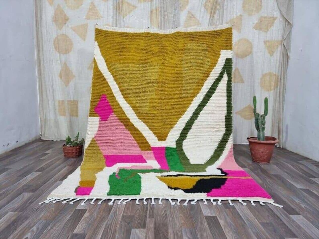 Ręcznie tkany dywan 150x250 cm, wełna, multikolor, Maroko - 203217