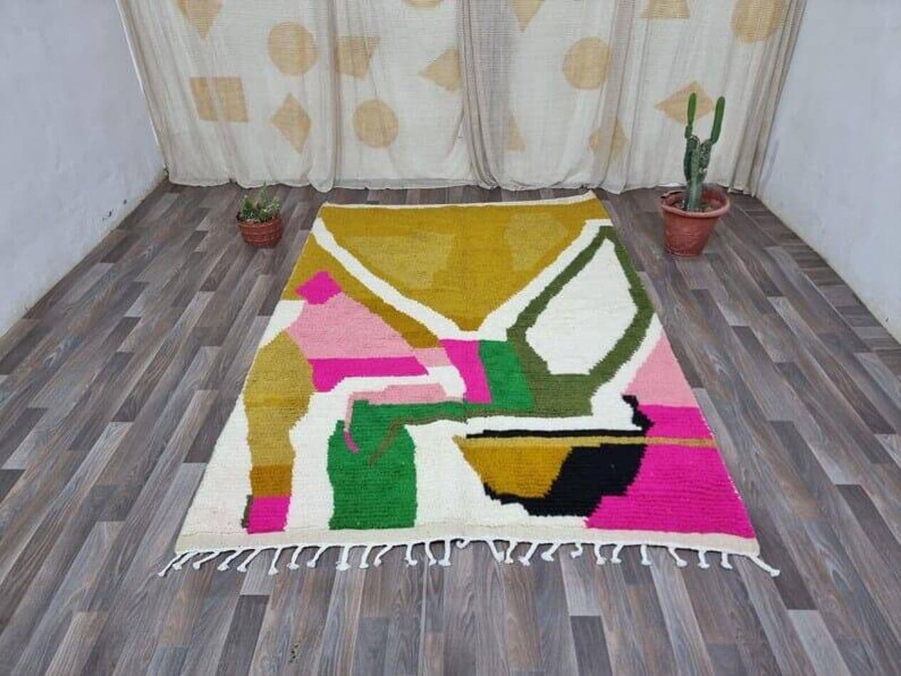 Ręcznie tkany dywan 150x250 cm, wełna, multikolor, Maroko - 203215