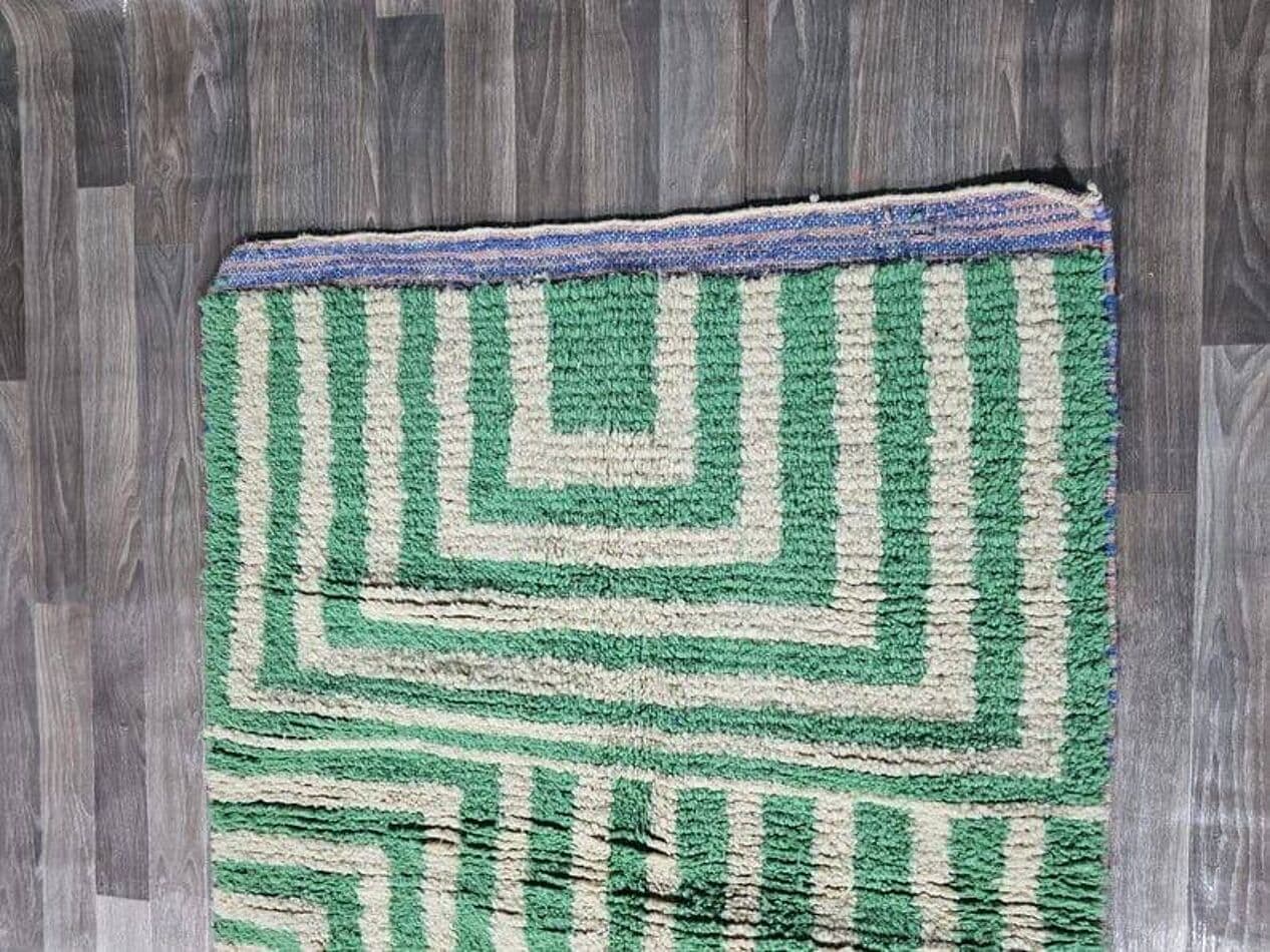 Ręcznie tkany dywan 140x260 cm, wełna, zielony, Maroko - 203203