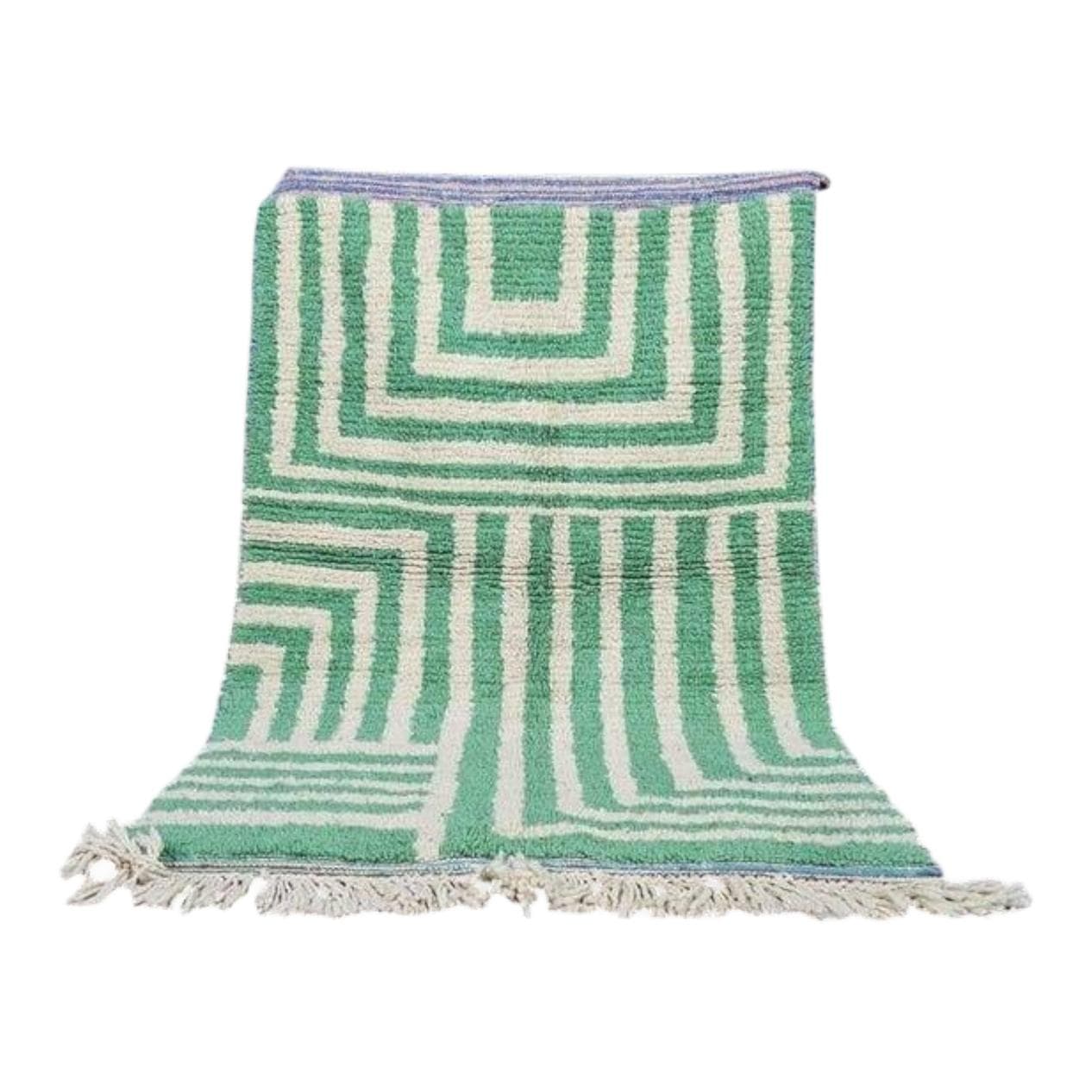 Ręcznie tkany dywan 140x260 cm, wełna, zielony, Maroko