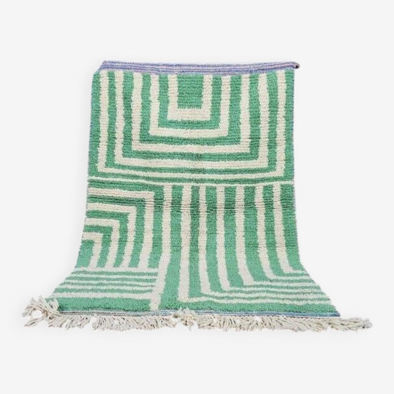 Ręcznie tkany dywan 140x260 cm, wełna, zielony, Maroko - 203199