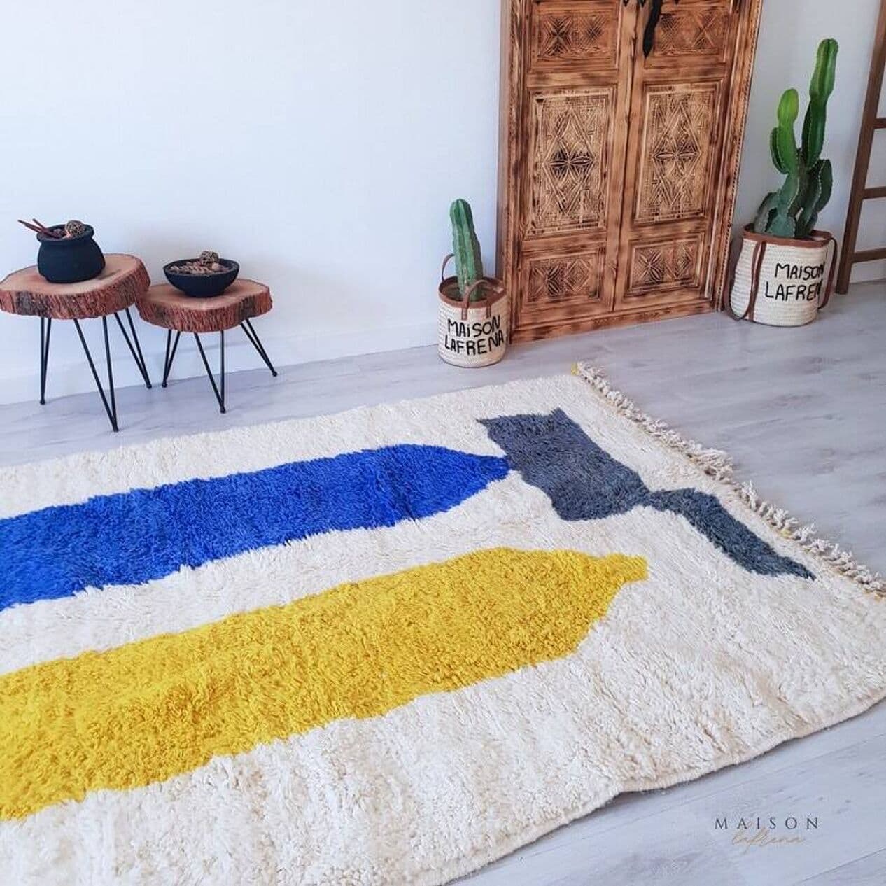 Ręcznie tkany dywan 200x300 cm, wełna, multikolor, Maroko - 203194