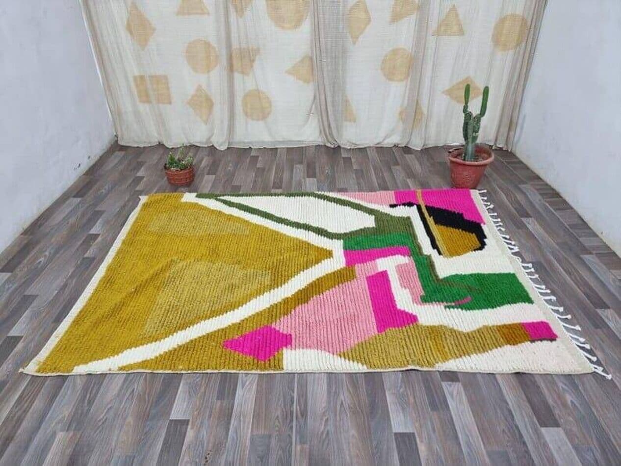 Ręcznie tkany dywan 100x200 cm, wełna, multikolor, Maroko - 205703