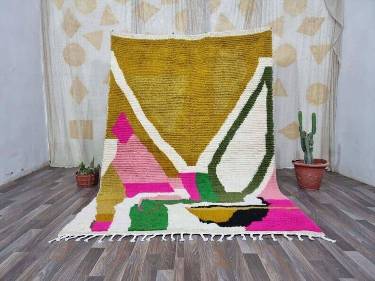 Ręcznie tkany dywan 100x200 cm, wełna, multikolor, Maroko - 205699