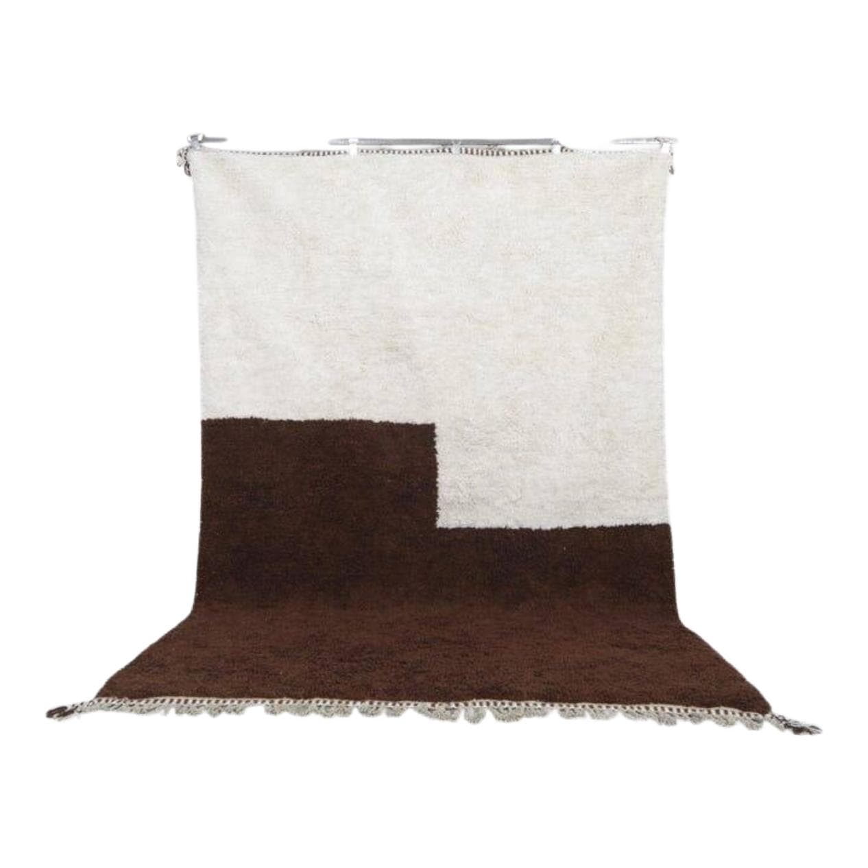 Ręcznie tkany dywan 140x260 cm, wełna, kremowy, brązowy, Maroko