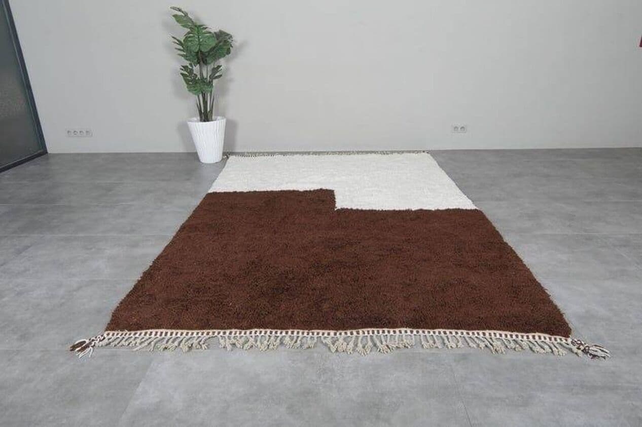 Ręcznie tkany dywan 140x260 cm, wełna, kremowy, brązowy, Maroko - 205694