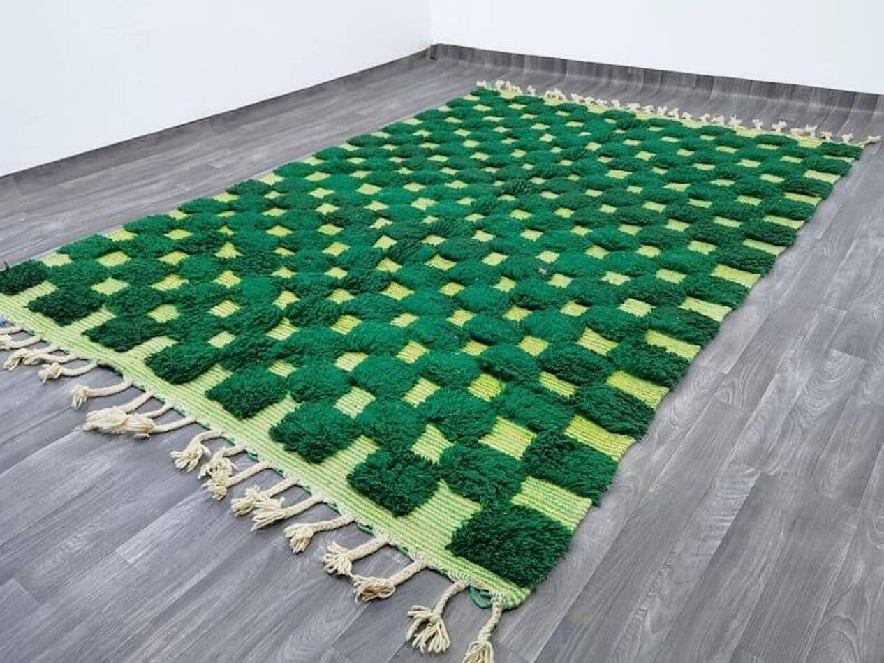 Ręcznie tkany dywan 150x250 cm, wełna, zielony, Maroko - 205649