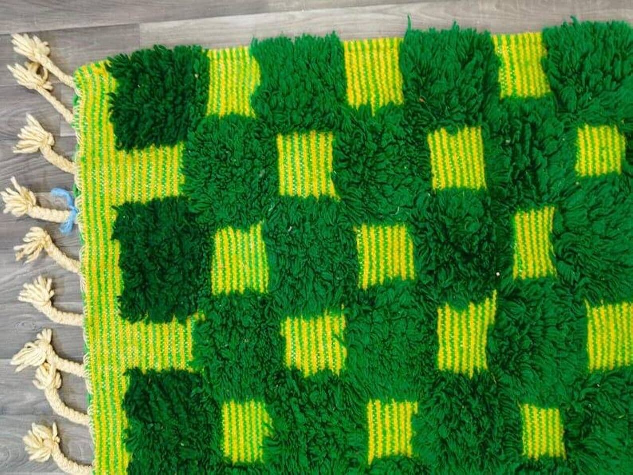 Ręcznie tkany dywan 150x250 cm, wełna, zielony, Maroko - 205647