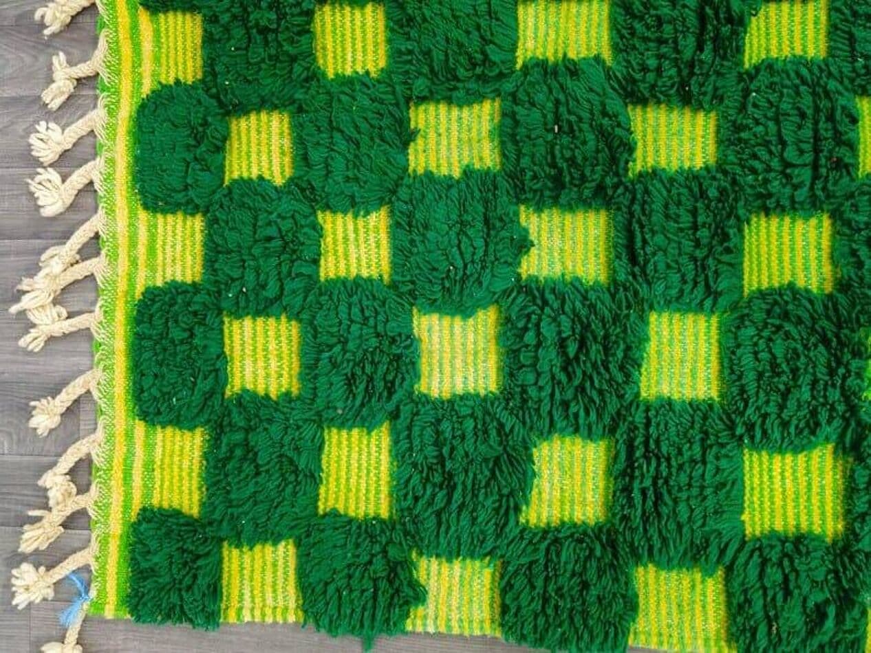 Ręcznie tkany dywan 150x250 cm, wełna, zielony, Maroko - 205648