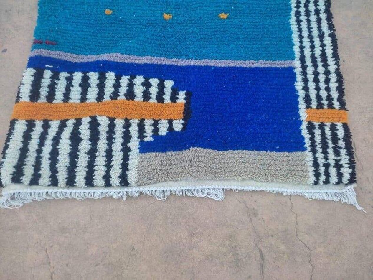 Ręcznie tkany dywan 100x200 cm, wełna, turkusowy, Maroko - 205614