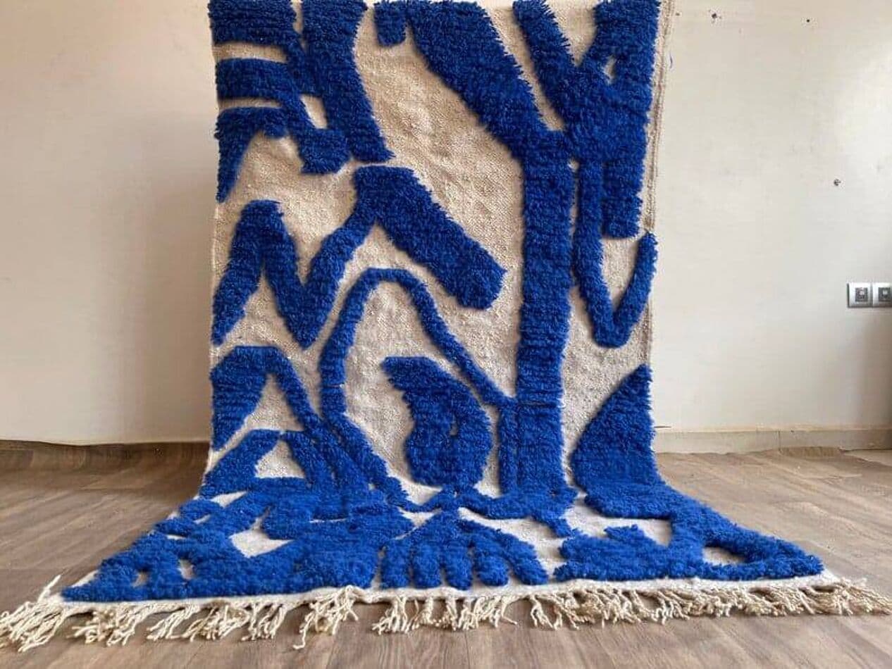 Ręcznie tkany dywan 140x260 cm, wełna, niebieski, Maroko - 205479