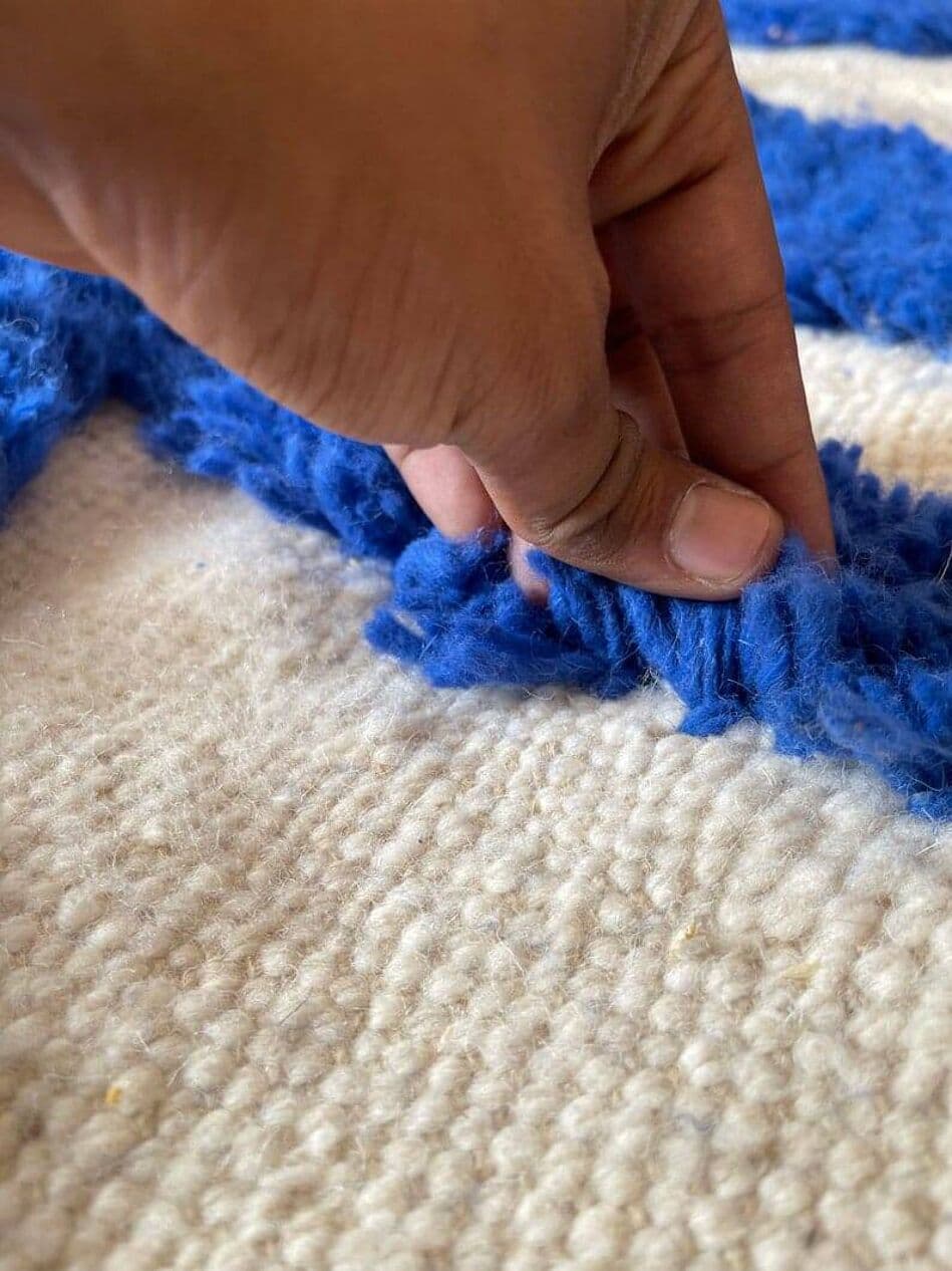 Ręcznie tkany dywan 140x260 cm, wełna, niebieski, Maroko - 205478