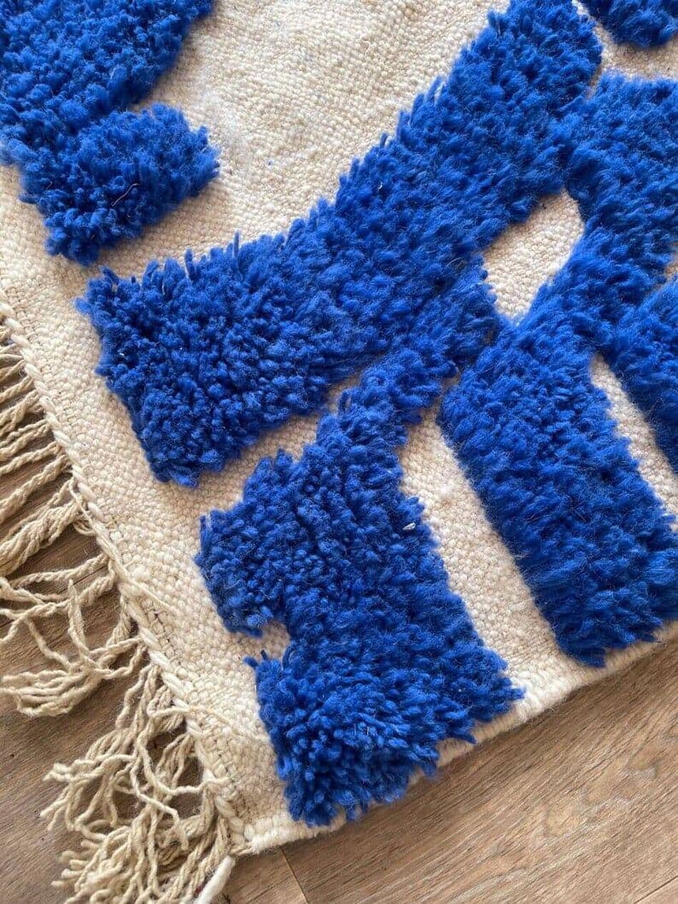 Ręcznie tkany dywan 140x260 cm, wełna, niebieski, Maroko - 205480