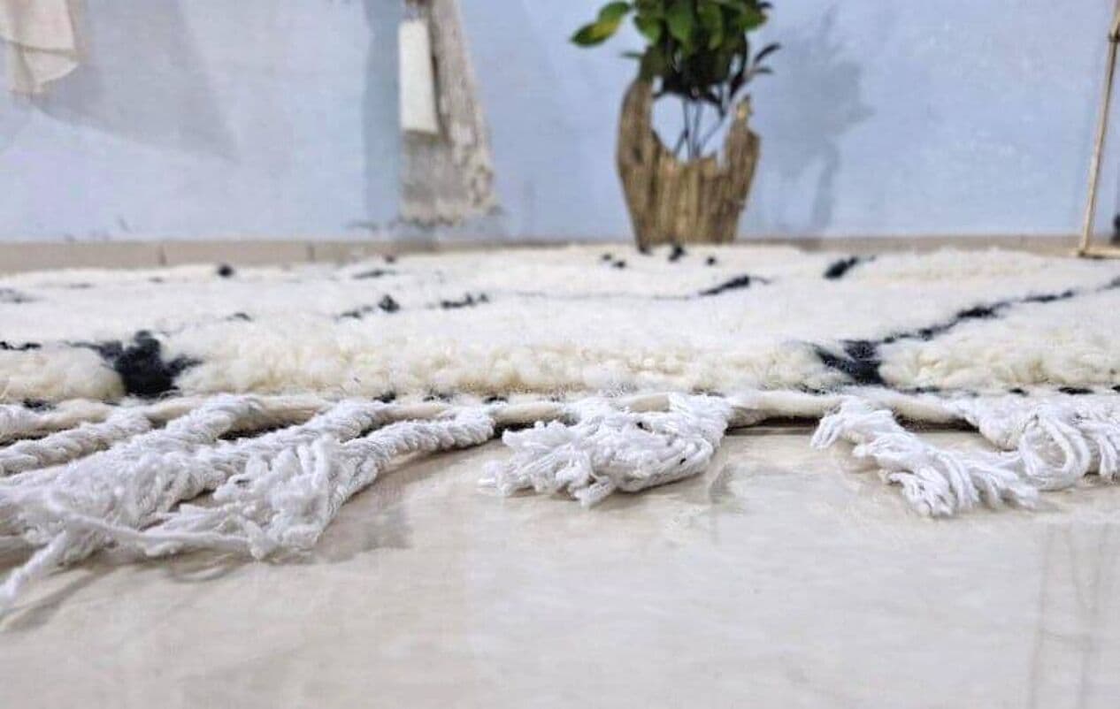 Ręcznie tkany dywan 160x240 cm, wełna, biały, Maroko - 205465