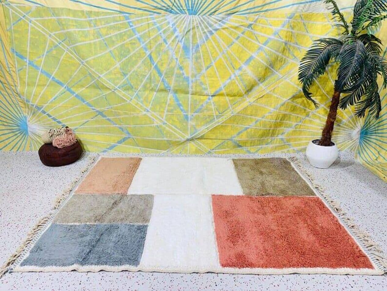 Ręcznie tkany dywan 100x200 cm, wełna, multikolor, Maroko - 205427