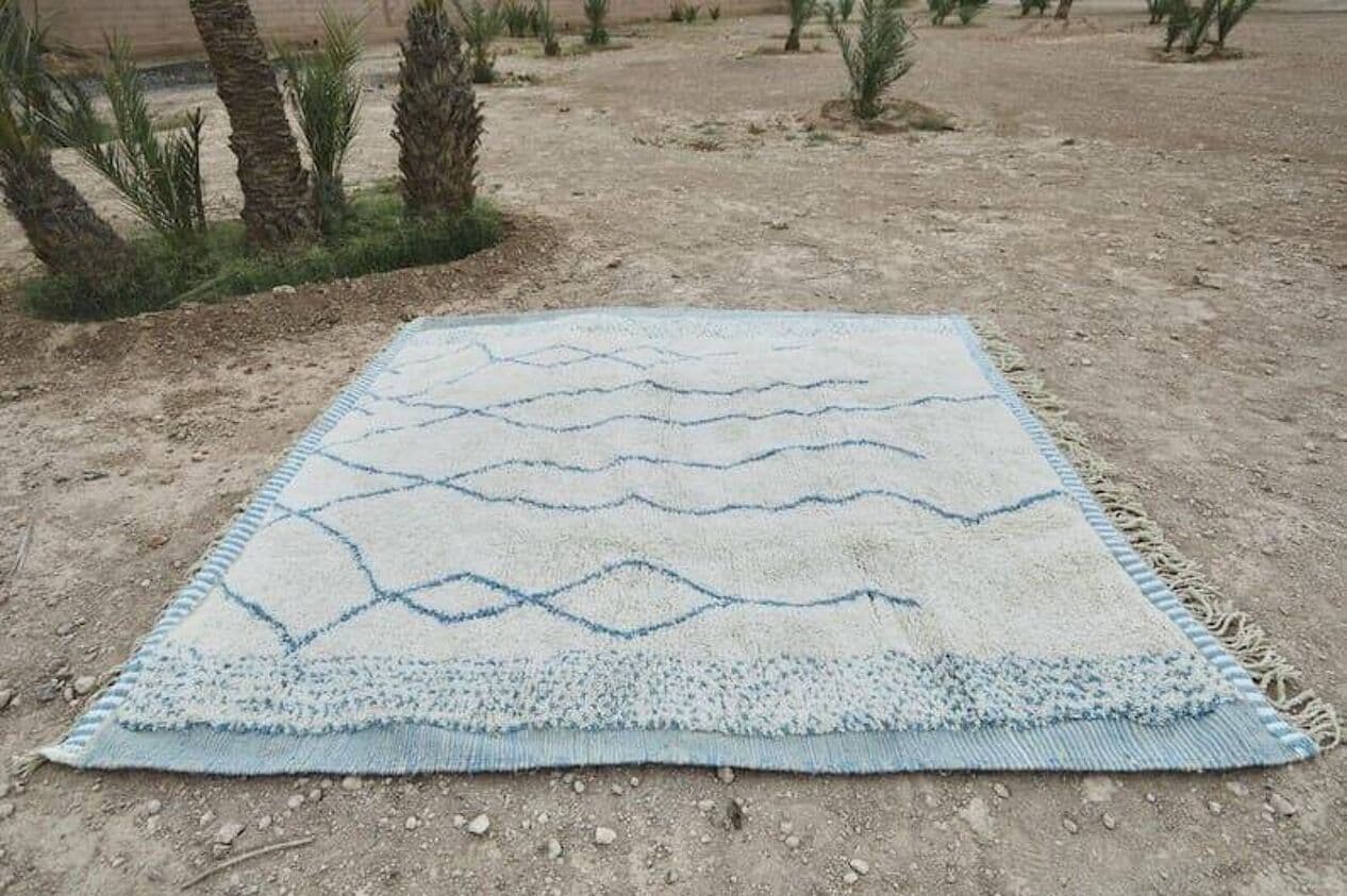 Ręcznie tkany dywan 150x250 cm, wełna, biały, Maroko - 205411