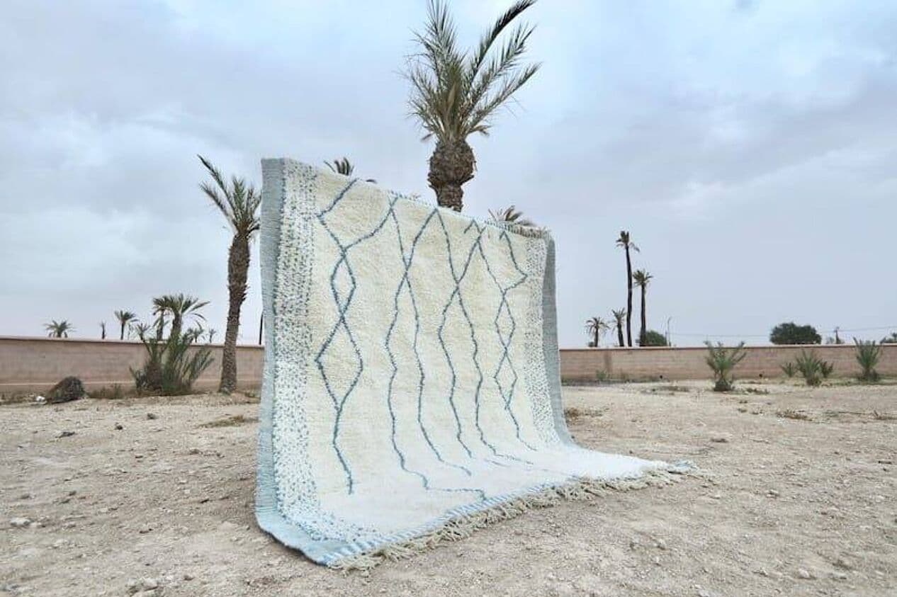 Ręcznie tkany dywan 150x250 cm, wełna, biały, Maroko - 205413