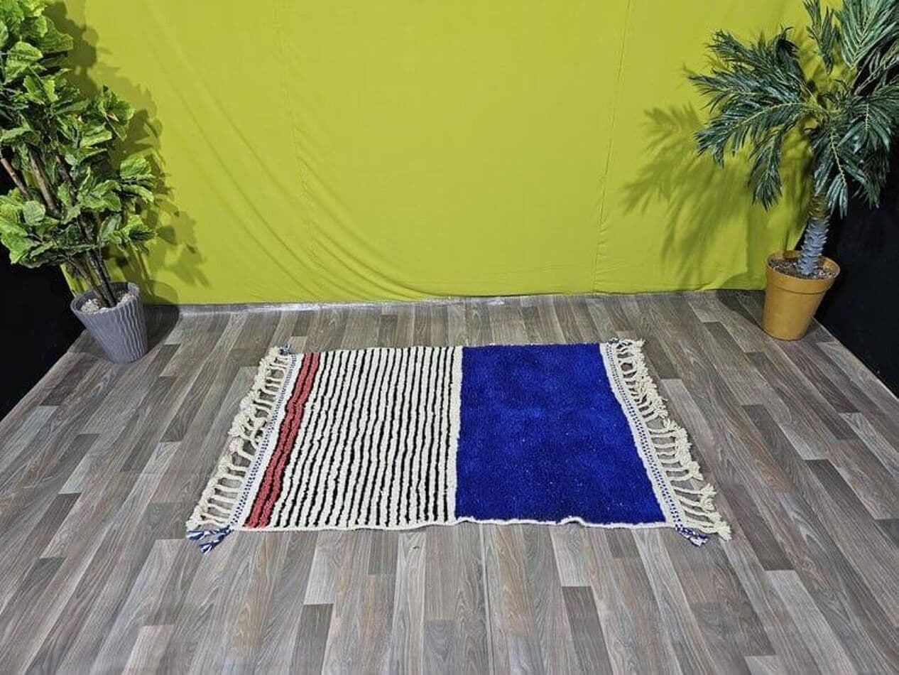 Ręcznie tkany dywan 150x250 cm, wełna, niebieski, Maroko - 205405