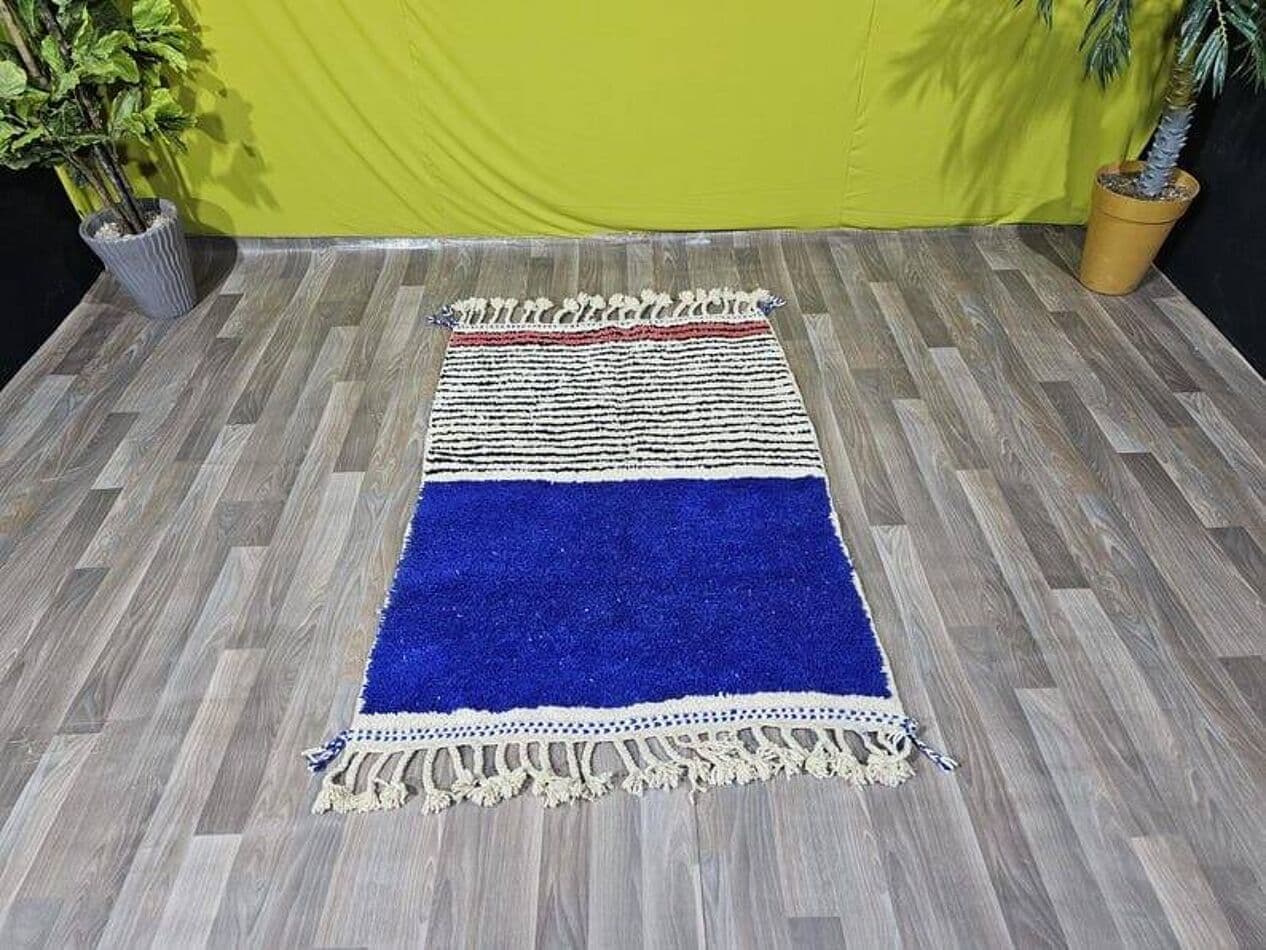 Ręcznie tkany dywan 150x250 cm, wełna, niebieski, Maroko - 205402