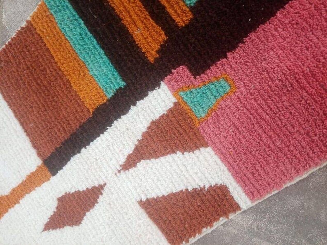 Ręcznie tkany dywan 100x200 cm, wełna, multikolor, Maroko - 205392