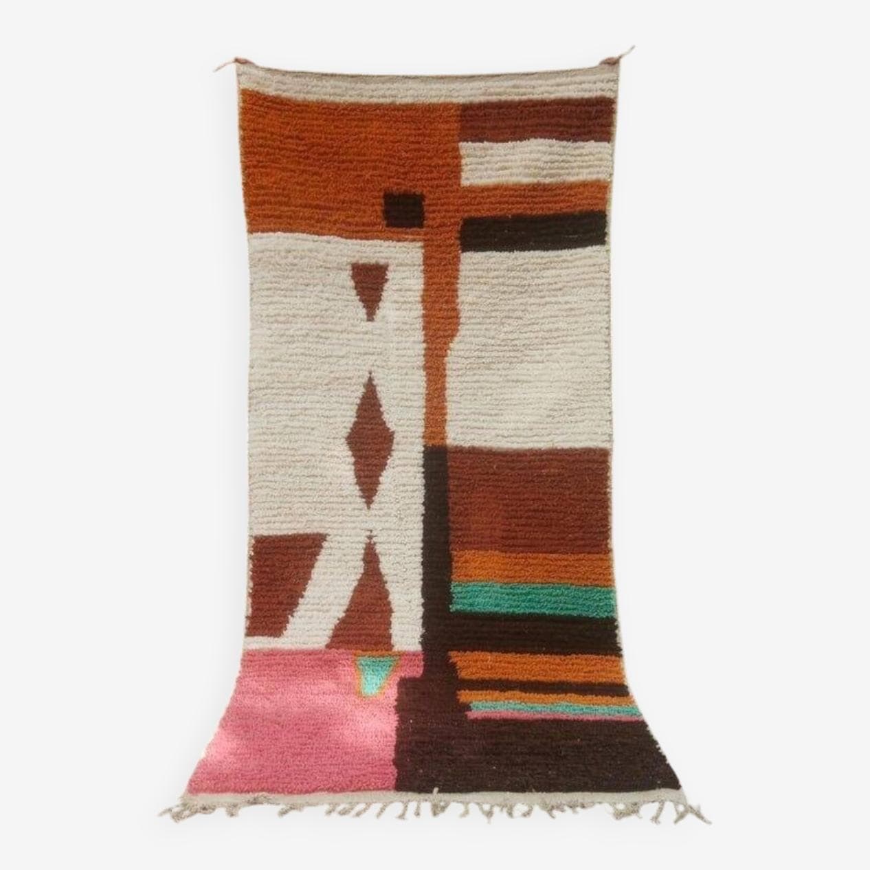 Ręcznie tkany dywan 140x260 cm, wełna, multikolor, Maroko - 205358