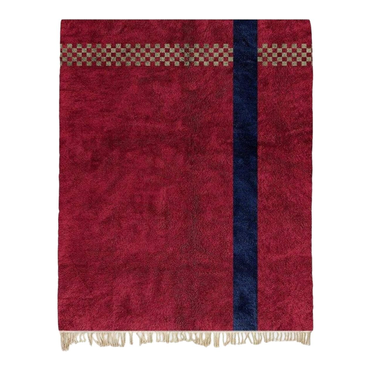 Ręcznie tkany dywan 150x250 cm, wełna, czerwony, granatowy, beżowy, zielony, Maroko