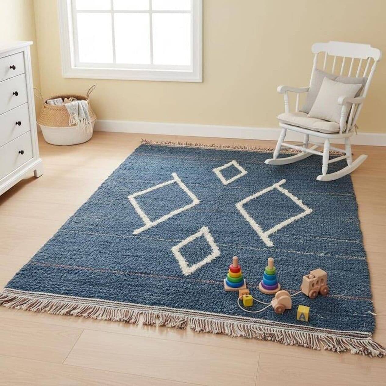 Ręcznie tkany dywan 140x260 cm, wełna, niebieski, Maroko - 205282