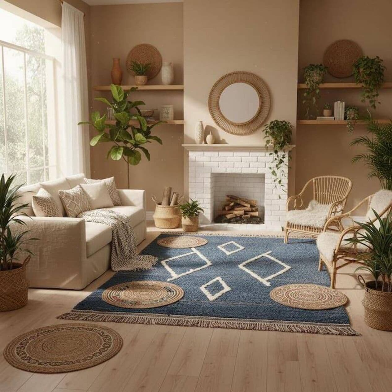 Ręcznie tkany dywan 140x260 cm, wełna, niebieski, Maroko - 205280