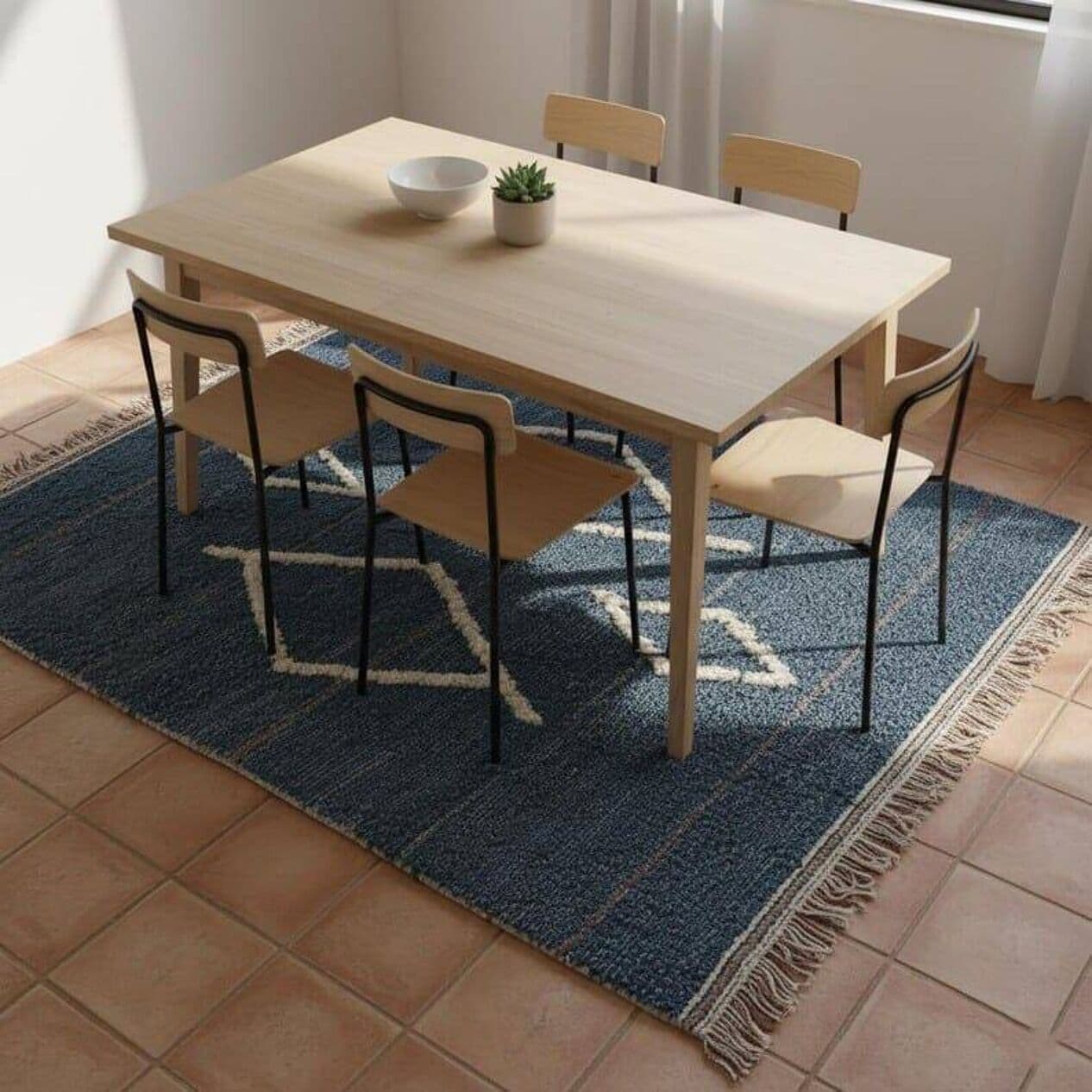 Ręcznie tkany dywan 140x260 cm, wełna, niebieski, Maroko - 205279