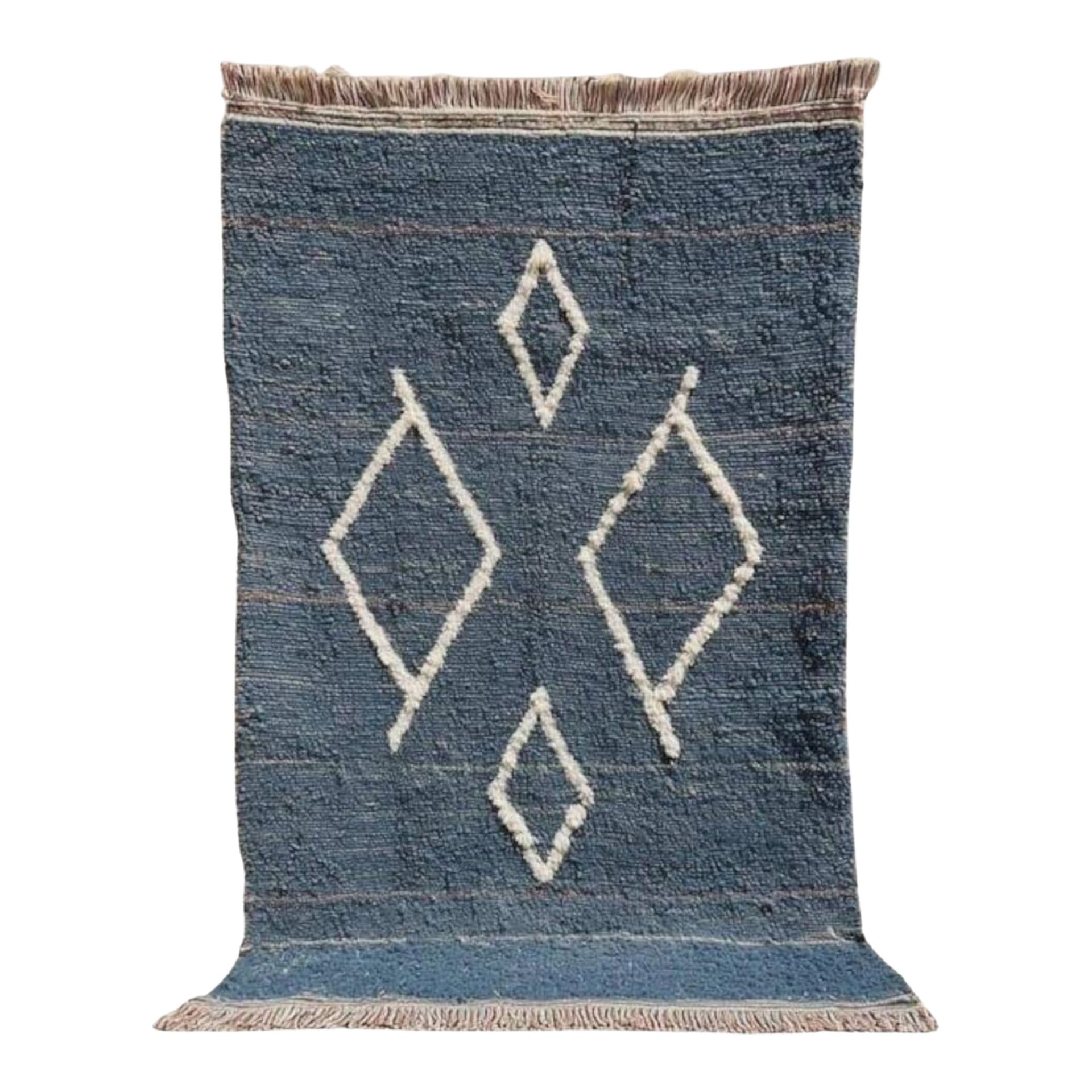 Ręcznie tkany dywan 140x260 cm, wełna, niebieski, Maroko