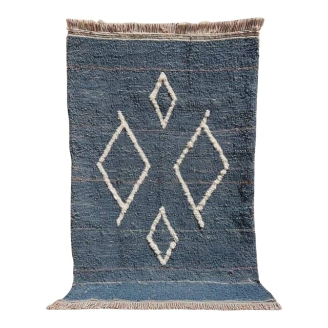 Ręcznie tkany dywan 140x260 cm, wełna, niebieski, Maroko - WYMIARY