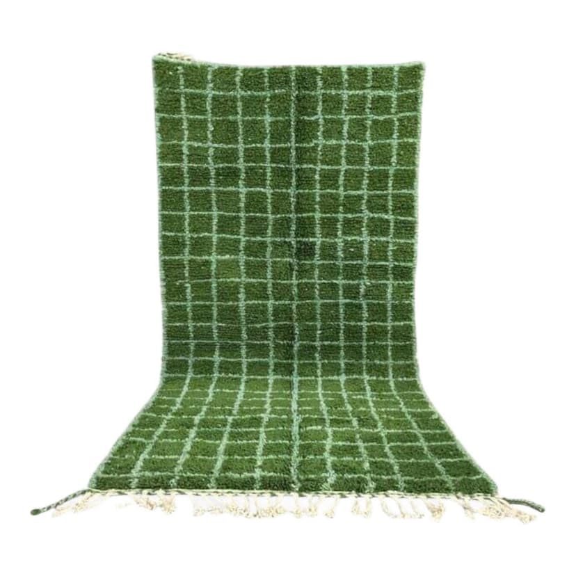 Ręcznie tkany dywan 160x240 cm, wełna, zielony, Maroko